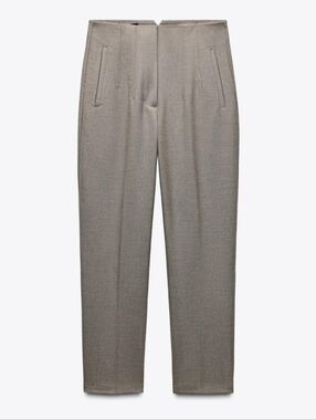 Zara High Waisted Pants Trousers Size Medium Taupe